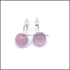 Charme Sier plaqué 10 mm Rose Quartz Rose guérison cristal charmes boucles d'oreilles géométrique pierre naturelle boucle d'oreille pour femmes bijoux Dhseller2010 Dhhue