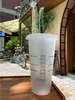 Starbucks 24oz/710ml Plastik Kupa Küçük Denizkızı Konfeti Tumbler Tanrıça Hediye Kapağı Yeniden Kullanılabilir Açık İçme Düz Alt Saman Bardian Renk