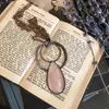 Pendanthalsband NM39939 Rose Quartz Teardrop Necklace Stor Crystal Pink Healing Jewelry Boho