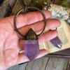 Pendant Necklaces NM35279 Large Crystal Amethyst Wand Necklace Gypsy Jewelry Purple Electroformed Goth Gift