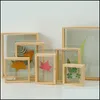 Cadres Style Nordique Feuilles De Fleurs Séchées Bricolage Pressé Plante Cadres Photo Double Face Verre Cadre En Bois Décoration De La Maison Mur Art 1Pc1 Dhj5G