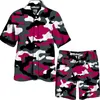 Chemises décontractées pour hommes Été Camouflage Court / Chemises / Costumes Hommes Cool Outwear Chemise Shorts Survêtement Ensemble Sport Style Hommes Boutonné