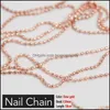 Nail Art Decorations Nail Art Decorations Chain 0,8 mm/1,0 mm/50 cm Rose Gold Sier Pixie Stone Beads Accessoire Metal Steel Ball Jeweln Dhypg