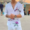 Erkek Tişörtler Erkekler Tişört Uzun Kollu Harajuku Tees Hayvan Baskı Seksi V yaka gevşek Tshirts Bahar Sonbahar Sokak Giyim Moda Kıyafetleri Tops 220902
