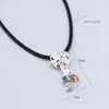 Pendant Necklaces Fashion Silver Plated Bohemia Women Birthday Party Mermaid Fire Opal Leather Cord Rope Chain Necklace OP036