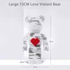 كتل الأفكار الإبداعية أحب العنف الدب 73 سم نموذج كبير بيربريك مع لبنات البناء الخفيفة من الطوب ألعاب الأطفال هدية عيد ميلاد عيد ميلاد T220901