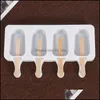 Baking Moulds Simplicity White Sile Mod Solid Color Ellipse Ice Cream Mold Household Mods Popsicle Chocolates New Arrival 5 5Fs P2 Dr Dhbhc