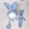 Handgemaakte nink Velvet Bunny Hat Doll Wool gebreide dieren kleine oren pasgeboren fotografie props 20220902 E3