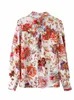Blouses -shirts voor dames print Long Puff Sleeve Shirt Elegant Vneck Floral Office Vrouwen Spring Summer Fashion Ladies Tops 220902