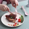 Dinnerware Sets 3-in-1 Travel Portable Folding Cutlery Set 3-piece Wheat Straw Knife Fork Spoon Student Western Tableware Kitchen