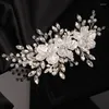 Headpieces Crystal Bride Wedding Hair Comb Silver Rhinestone Flower Bridal Pieces Pearl Accessories for Women and Girls