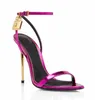 Summer Perfect Sandals Metal Padlock smal Word Band High-Heeled Sandal 10.5 cm Women's Leather High-Heeled Shoes Original Box Transportation