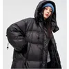 Womens Down Parka Women Down Parka Giacca nera di media lunghezza Baggy Winter Waterproof Warm Duck Feather Down Cappotto imbottito con cappuccio femminile Bubble Outwear 220902