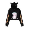 Sweat à capuche féminin 2022 Anime Ex-Arm Carton japonais Hirock Alma Fashion Cat Oreilles Colt Top Hoody Femmes Sweatshirt Cropped Sweatshirt