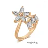 Wedding Rings 2022 Trendy Accessories Gold Austrian Crystal Leaf Flowers For Female Selling Fashion Ring High Quality Whole