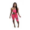 Mode kleur bijpassende magere rompers voor damesgat hoge elastische borst wrap tops shorts sexy yoga casual jumpsuits mn8355