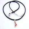 Colares pendentes Moda Moda Silver Bated Bohemia Festa de aniversário Red Fire Opal Leather Cord Chain Charclace Op049