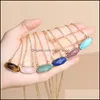 H￤nge halsband druzy kristall natursten h￤nge halsband guld kant oval stil ametist rose kvarts chakra helande dhseller2010 dhncl