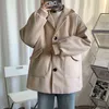 Męskie garnitury Blazers Mężczyznę mieszanki pojedynczych piersi kieszenie z długim rękawem Downown Kołnierz szlifowanie Zimowe męskie kurtki Windjacket Trendy wypoczynek Proste nowe L220902