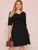 Robes grande taille col festonné élégant robe trapèze femmes demi manches été printemps bureau travail grande fête Chic 6XL