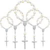 Braccialetti con ciondoli 30 pezzi Rosari per battesimo Rosari per dita Perle finte per bomboniere Battesimo Comunione