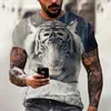 Мужские футболки с рубашкой и 3D тигровой рисунок мужские женские футболки моды круглой шеи с коротким рукавом уличная одежда Летний хип-хоп
