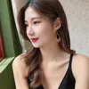 Dangle Earrings 2023 Korean Temperament Fresh Shiny Crystal Senior Fashion Joker Long Hollow Geometric Fine Women Drop