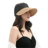 Breda randen hattar magiska band panama kvinnor strå hatt tom topp 2022 kvinnors sommarsolskydd utomhus sportfiske strand chapeau