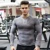 T-shirts pour hommes Gym T Shirt Hommes À Manches Longues Sport T Shirt Bodybuilding Top Homme Muscle Training Compression Fitness Vêtements 220902