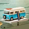 Bloki blokuje kreatywne serie samochodów T2 Camper Car Van Model kompatybilny dla 10279 DIY Cegły Zabawki na prezenty urodzinowe T220901