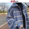 Herenpakken blazers lappster mannen Koreaanse stijl plaid overjas 2022 wol heren streetwear windjacket harajuku modes oversized jassen l220902