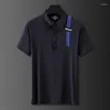 Men's Polos 2022 High Quality Summer Shirt Men's Business Casual Silk Slip Lapel Short Sleeve T-shirt Size XXL XXXL