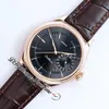 Data EWF Cellini 50519-0010 A3165 Automatyczna męska zegarek 39 mm Rose Gold Black Teksturę Brązowe skórzane zegarki Super Edition Watches Ta Series Karta gwarancyjna D4