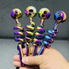 Tubos de vidrio Fabricación para fumar Cachimba soplada a mano Galvanoplastia Tubo de olla de humo de vidrio en espiral múltiple colorido