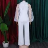 Kobiety Jumpsuits Rompers White eleganckie dla kobiet Latarn Rękaw Wysokie pasmo Masowe biuro mody Panie Formal Business Work Commons 220902