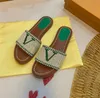 Weave Slippers Retro Embroidery Summer Luxurys Slippers Women Leisure Flat Bottom Sandal Indoor Outdoor Comfortable Letters Beach Flip Flop