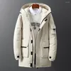 Men's Down Winter Jacket Long Coat Thick Hood Warm Clothing Style