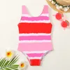 Costumi da bagno firmati per bambini Costumi interi da spiaggia per vacanze alla moda Neonate Costumi da bagno estivi con lettere stampate Costumi da bagno per bambini 4 colori disponibili