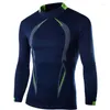 Men's Casual Shirts Sports T-shirt Men's European American Long-sleeved Tight-fitting Stretch Quick-drying Clothes Cycling Men