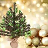 Christmas Decorations Sequins Collapsible Reusable Green Tinsel Trees Ornaments Shiny Leaves Mini Reflective Tree For Decoration