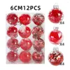 Décoration de fête Pack de 12 6 cm Boule de Noël Festival d'arbre de Noël Intérieur Pographie Prop Ornements Pendentifs Décor Rose Rouge