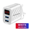 Dual-Port USB 2.4A Chargers Fast Charge Multi-Port LED-skärm Digital Display Mobilladdare för iPhone 13 Pro Max Samsung PC-surfplatta