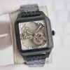 Assista a relógios mecânicos automáticos Strape de aço inoxidável Men Wristwatch impermeável Montre de Luxe Relógios Retangulares Dial Hollow Out Hollow Out
