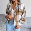 Long Sleeve Jackets for Women Lantern Decorative Pockets Wool Ladies Fashion Plaid Sleeve Button Short en Coat Jacket