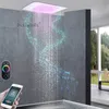 Plafonnage à la tête de douche LED 23x15 pouces intégrée avec fonction musicale cascade 304 Douche de tête en acier inoxydable