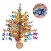 Christmas Decorations Sequins Collapsible Reusable Green Tinsel Trees Ornaments Shiny Leaves Mini Reflective Tree For Decoration