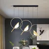 Lampes suspendues Style nordique Creative Bird Forme Lustre Alliage Acrylique Chambre Chevet Salon Couloir Angle Réglable Décoratif