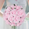 装飾的な花10/25pcs 7cm白いピンクのフォーム人工バラの花DIYホームアレンジメント装飾ウェディングブライダルブーケ花輪の装飾