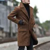 Ternos masculinos Blazers Solid Winter Trench Coat Men British Style Casual Double Double Basted Mens Menas Mangas Longo Male Overs de Demienas Macho L220902