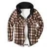 Men's Jackets Men's Fashion Imitation Lamb Velvet Plaid Hooded Jacket Winter Thickened Warm Shirt Korean Clothes Streetwear